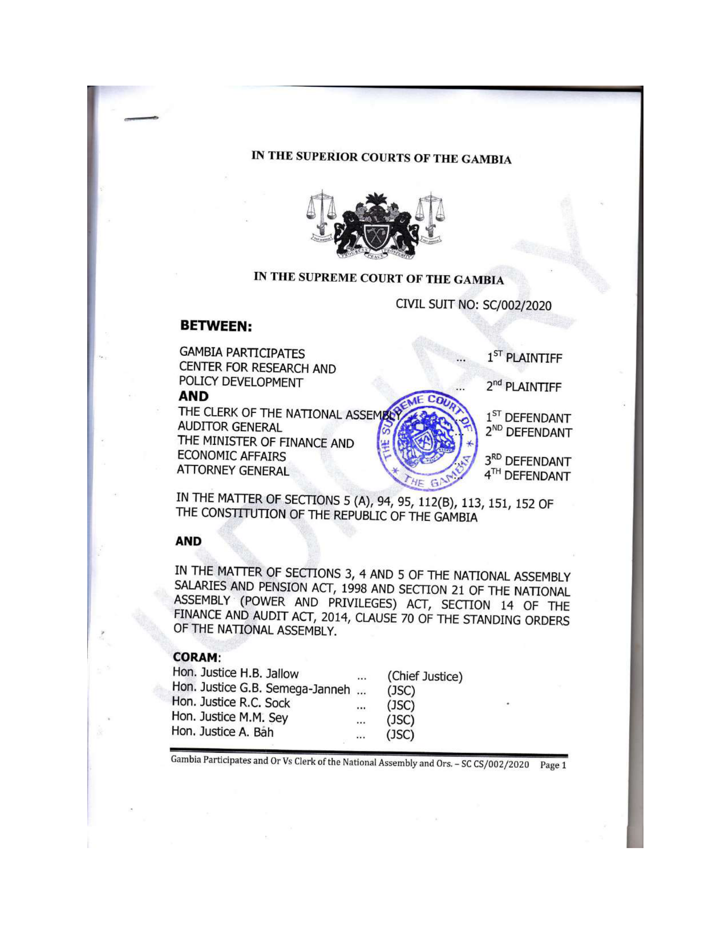 Judgement on Salaries and Pension ACt 2021