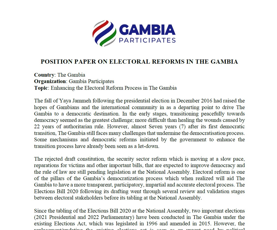 ELECTORAL REFORMS IN THE GAMBIA
