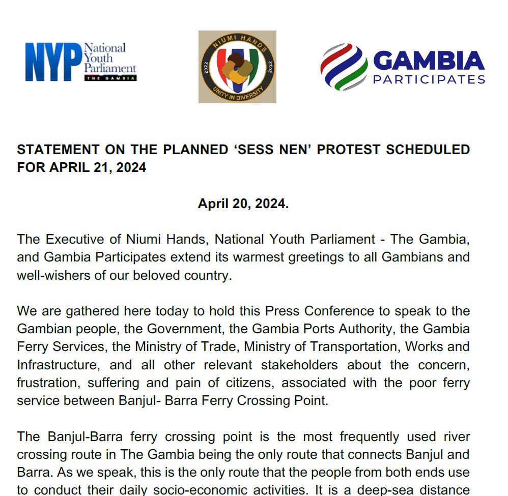 STATEMENT ON THE ‘SESS NEN’ PROTEST