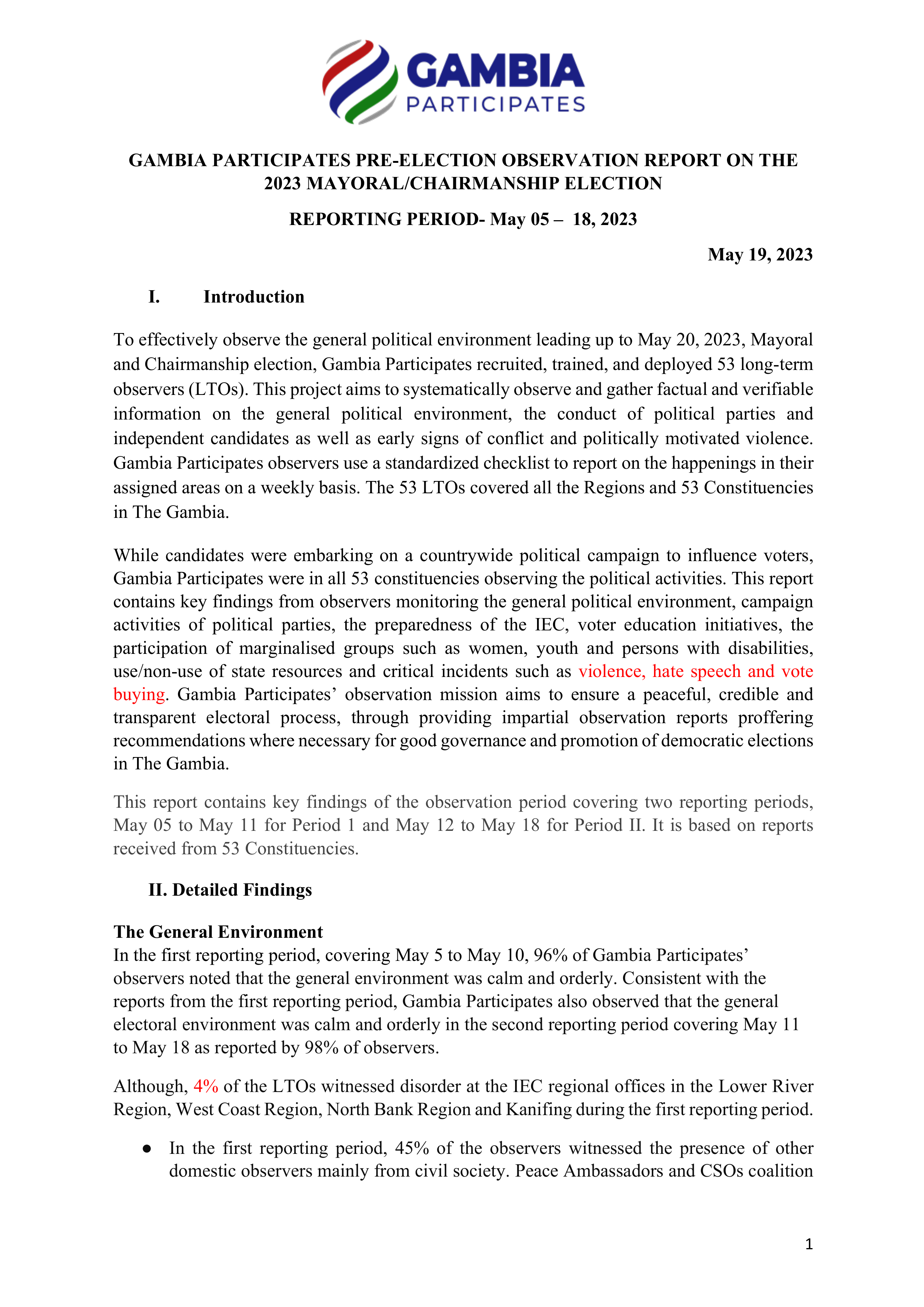 PRE-ELECTION OBSERVATION REPORT 2023